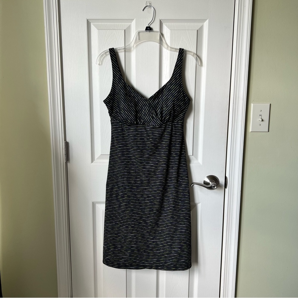 Prana Ivy Black & Green Striped Tank Dress